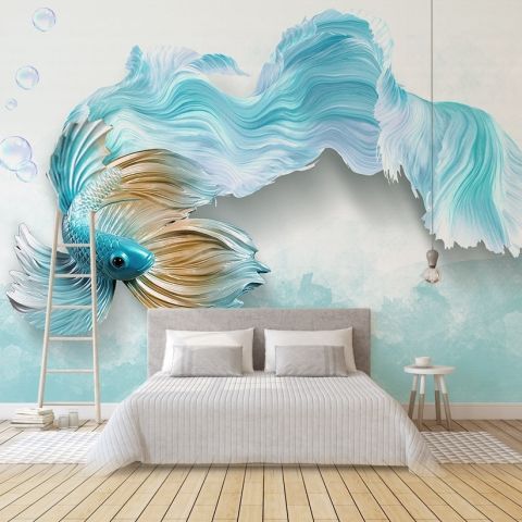 Abstract Guppy Fish Wallpaper Mural