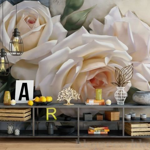 Cream Rose Flowers Wallpaper Mural