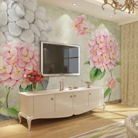 Hydrangea Floral Art Wallpaper Mural