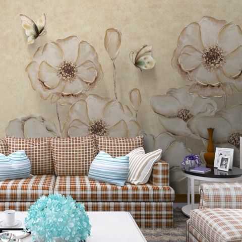 Monochrome Poppy Flower Wallpaper Mural