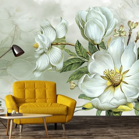 Nostalgic Magnolia Floral Wallpaper Mural