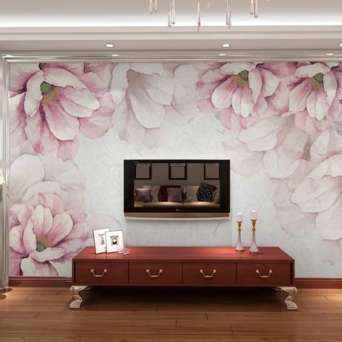 Pastel Pink Flower Wallpaper Mural
