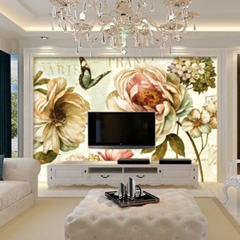 Vintage Hydrangea Floral Wallpaper Mural