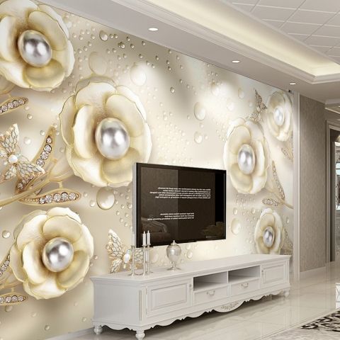 Pearl Anemone Floral Wallpaper Mural