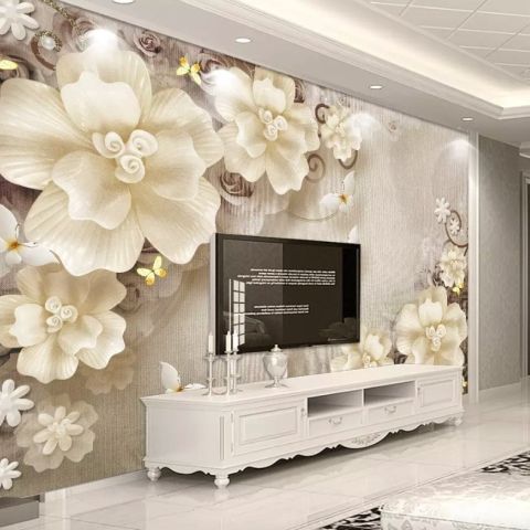 3D Look Nordic Floral Wallpaper Mural