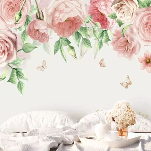 Pink Flower Art Wallpaper Mural