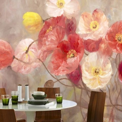 Oil Painting Poppy Floral Wallpaper Mural