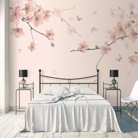 Plum Floral Art Wallpaper Mural