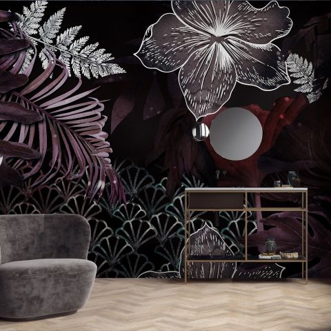 Dark Leaf Wallpaper Mural