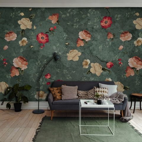 Tiny Poppy Flowers Wallpaper Mural