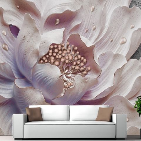3D Look Soft Floral Wallpaper Mural