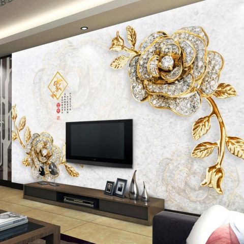 Swarovski Rose Floral Wallpaper Mural