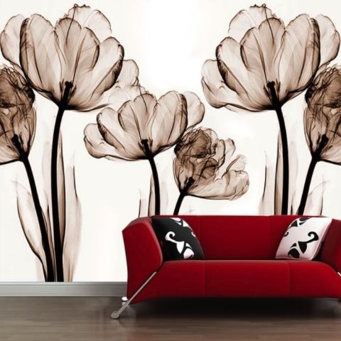 Transparent Floral Art Wallpaper Mural