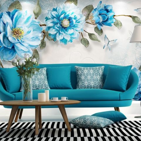 Watercolor Bohemian Floral Wallpaper Mural