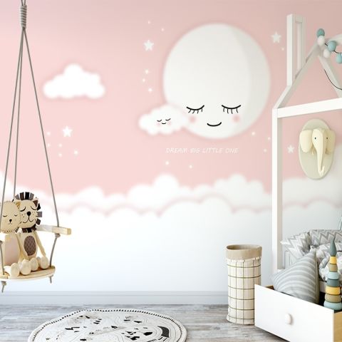 For Baby Sleeping Moon and Clouds Wallpaper Mural