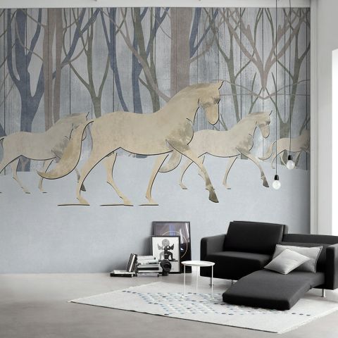 Abstract Horse and Forest Wallpaper Mural