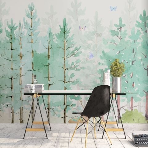 Poplar Tree Vintage Forest Wallpaper Mural