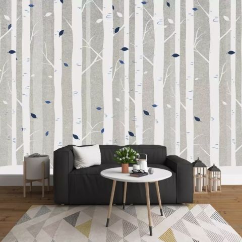 White Tree Branches Wallpaper Mural