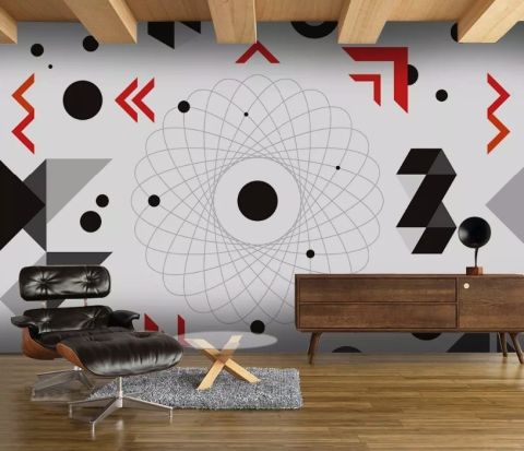 Colorful Geometric Lines Wallpaper Mural