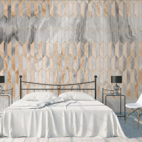 Black Marble with Gold Style Ornament Wallpaper Mural