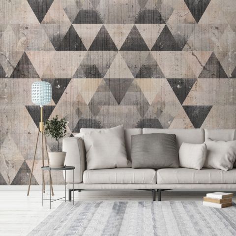 Geometric Dark Trigon Pattern Wallpaper Mural