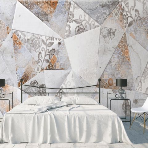 Geometric Style Triangle Pattern Colorful Ceramic Wallpaper Mural
