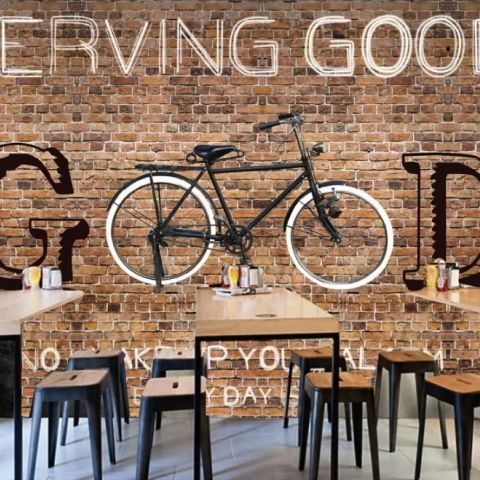 Bicycle Brick Wall Art Wallpaper Mural