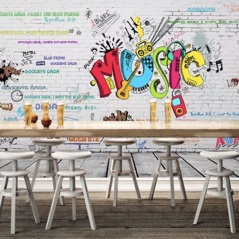 Street Graffiti Rock Music Wallpaper Mural