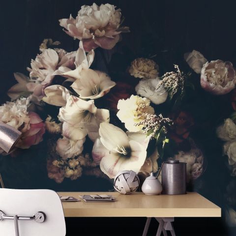 Dutch Dark Floral Wallpaper Mural