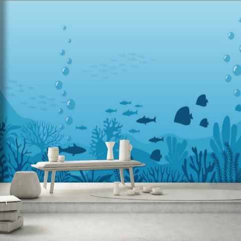 Kids Underwaters and Fishes Wallpaper Mural