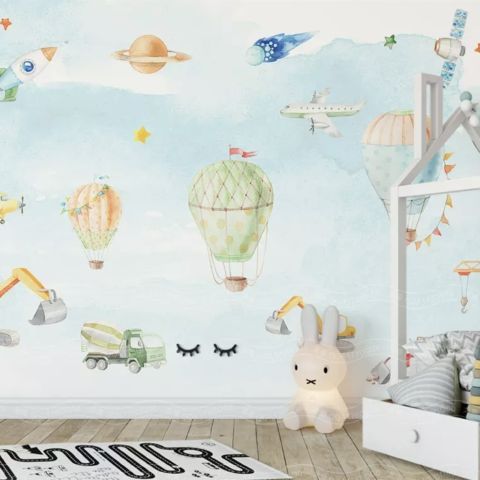 Kids Hot Air Balloons Wallpaper Mural