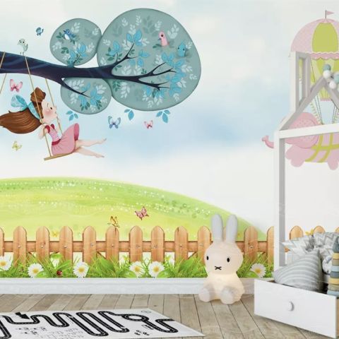 Little Child and Swing Wallpaper Mural