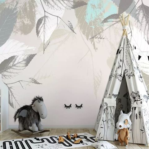 Nordic Leaf Wallpaper Mural