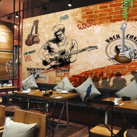 Rock Music Guitar Boy Wallpaper Mural