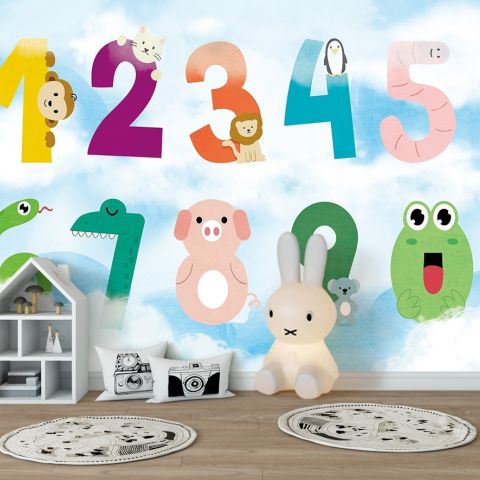 Numbers with Animals Wallpaper Mural
