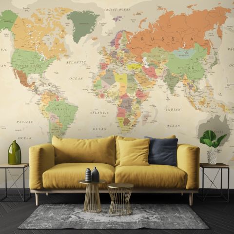 Colorful Political Map Wallpaper Mural
