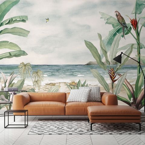 Tropical Beach View Wallpaper Mural