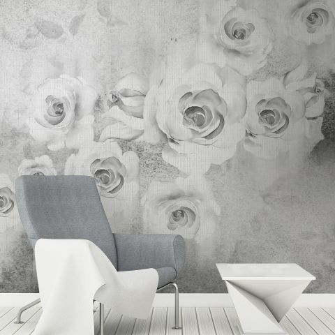 Muriva Madison Rose Floral Silver Glitter Wallpaper - 139520