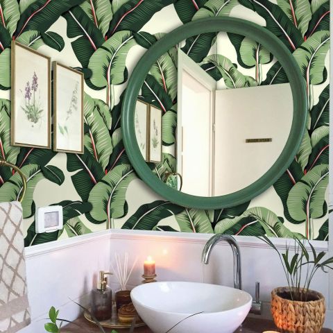 Exotic Banana Leaf Wallpaper Mural