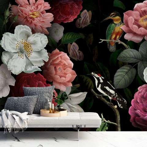 Colorful Peony Floral Bouqet Wallpaper Mural