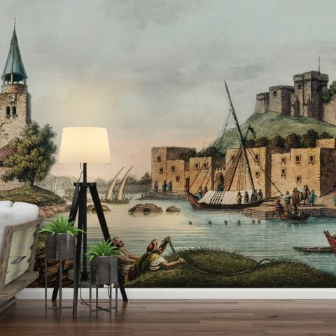 Historical City Wall on Seaside Wallpaper Mural