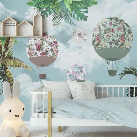 Hot Air Balloons in the Blue Sky Wallpaper Mural
