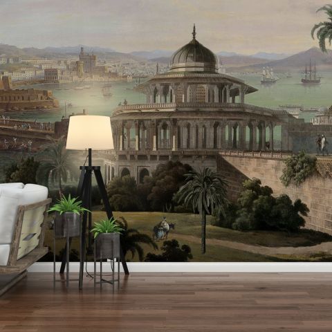 Old City Landscape with Castle Historical Wallpaper Mural