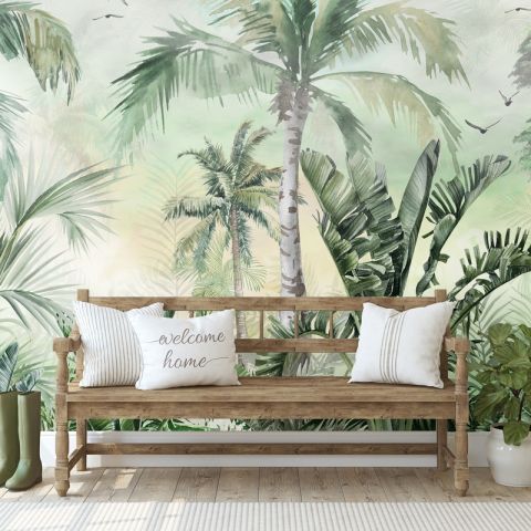 Exotic Palm Tree Landscape Wallpaper Mural