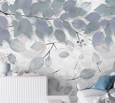 Nordic Tree Branch Leaves Wallpaper Mural