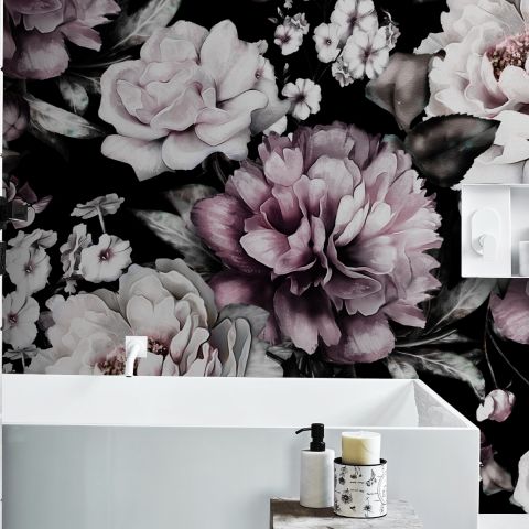 black white wallpaper floral