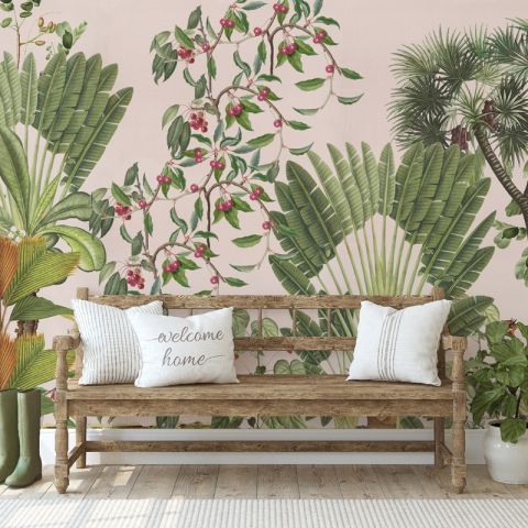 Exotic Leafs with Berries Wallpaper Mural