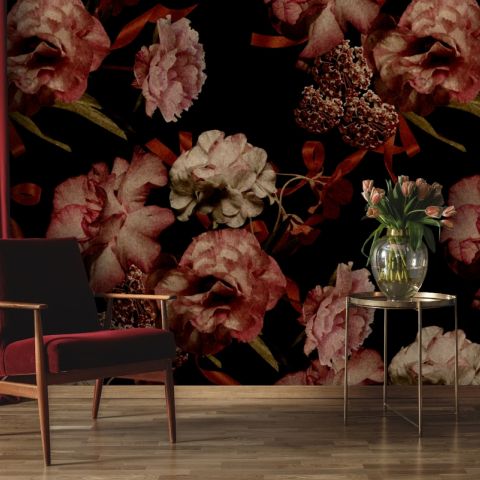 Dark Vintage Floral Wallpaper Mural
