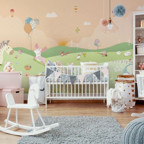 Nursery Cartoon Forest Landscape Wallpaper Mural