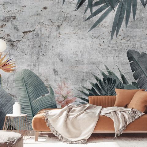Old Tropical Leaf Wallpaper Mural